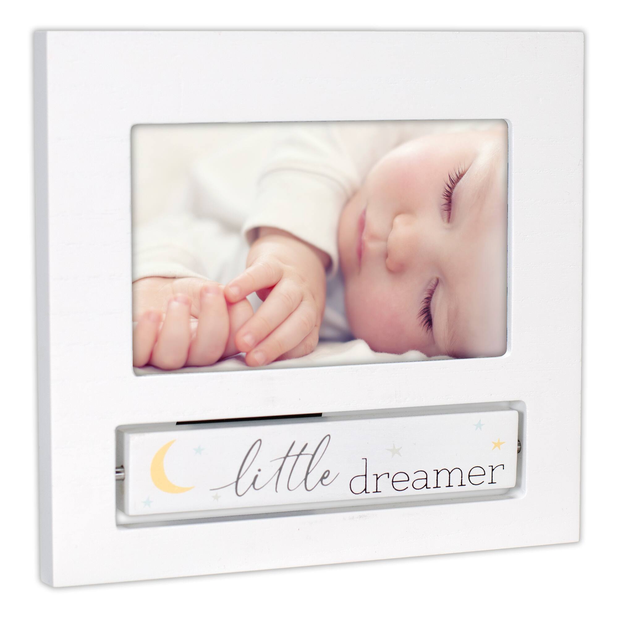 Malden International Designs Little Dreamer, Love You to the Moon White Flip It 4" x 6" Photo Frame